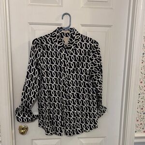 Chico's Black and White Patterned Blouse